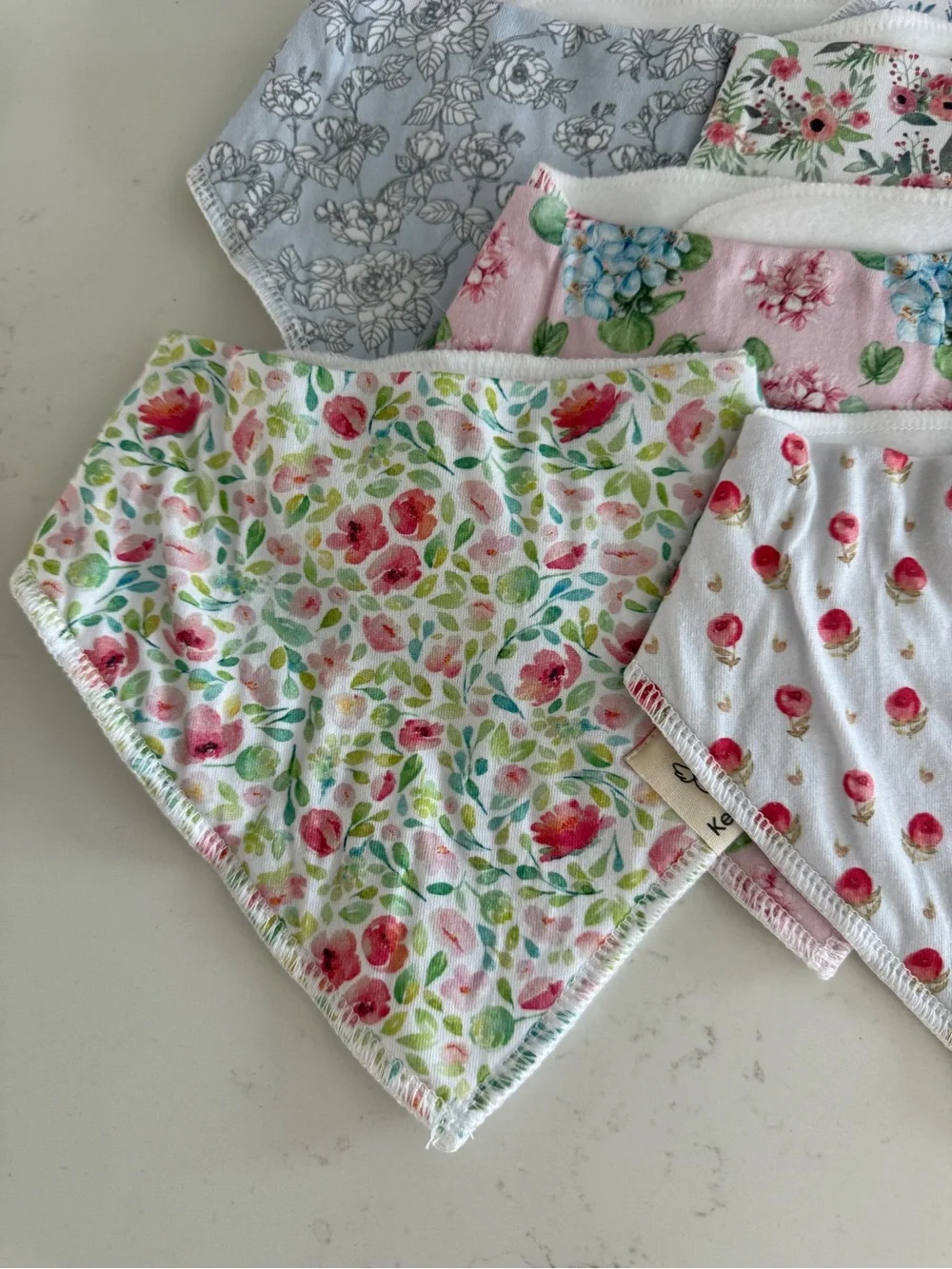 Floral & Strawberry Baby Bandana Bibs - Pack of 8 - White, Pink, Blue, Gray